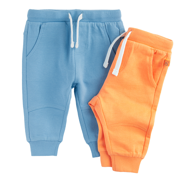 Blue and light orange jogging pants with cord- 2 pack