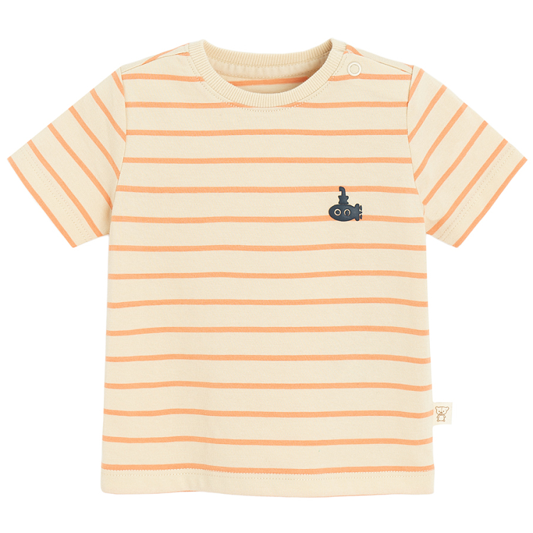 Striped and anthacite T-shirt with Little Sailor print