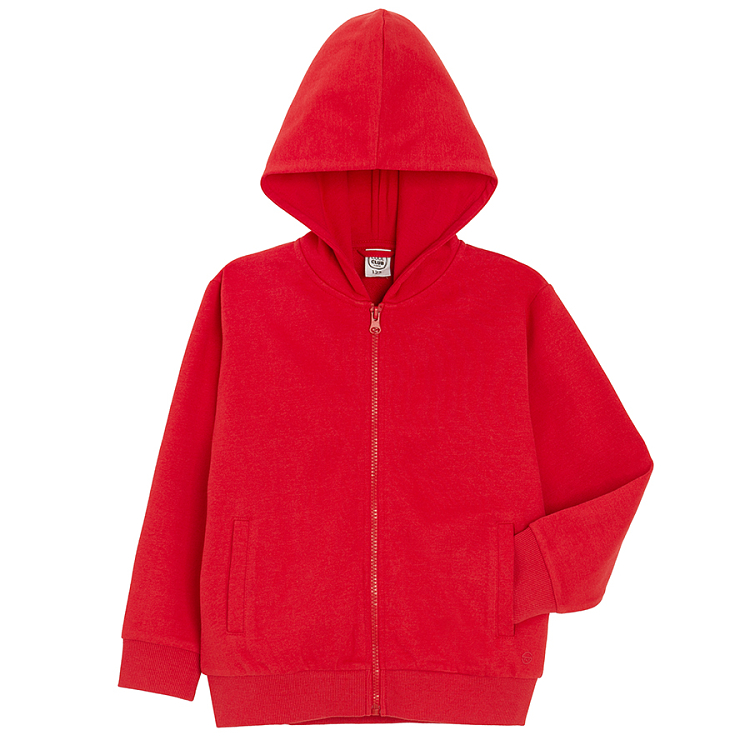 Red zip through hooded sweatshirt