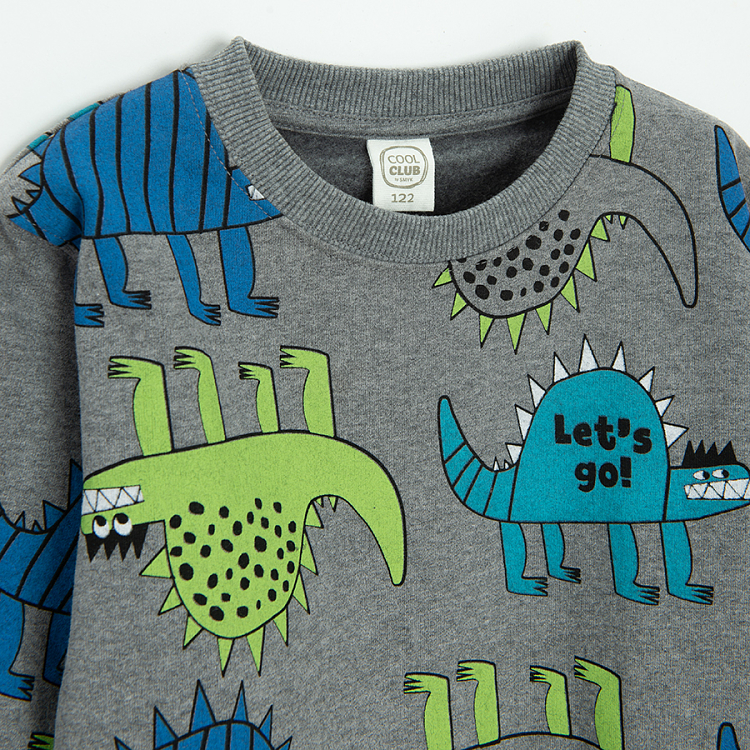 Grey sweatshirt with dinosaurs print