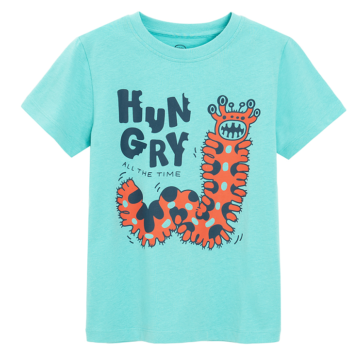 Light blue T-shirt with Hungry caterpillar print