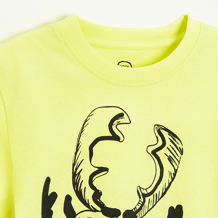 Yellow T-shirt with stag beetle print