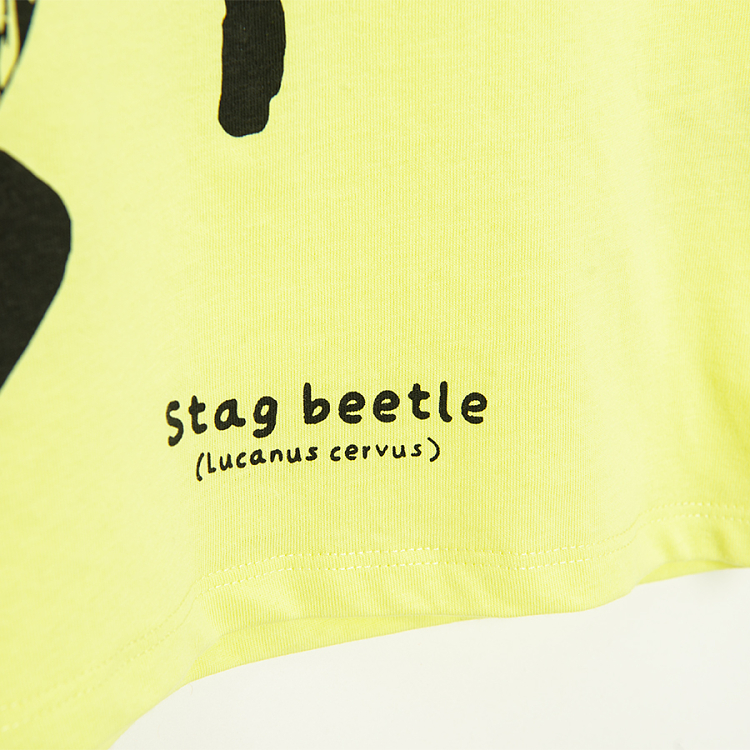 Yellow T-shirt with stag beetle print