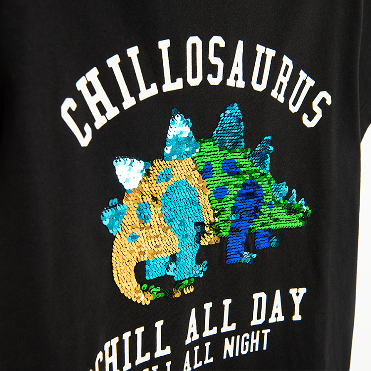Black T-shirt with Chillosaurus print