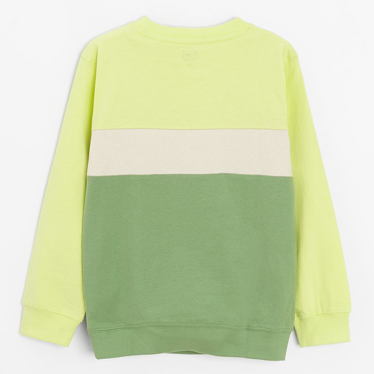 Green sweatshirt with funny creature