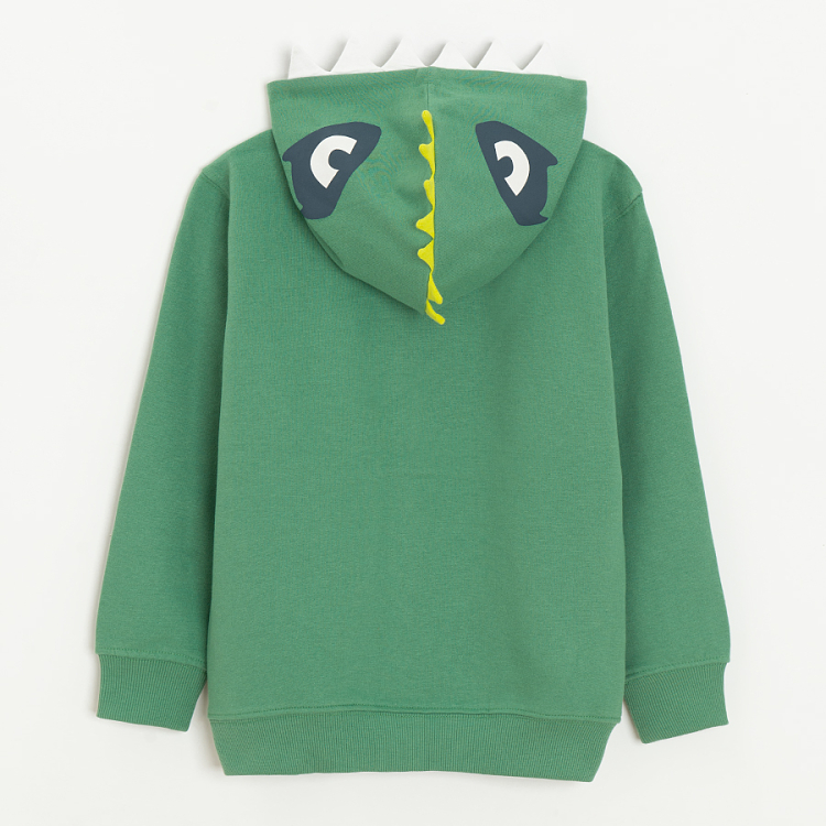 Green zip through hooded T-rex sweatshirt