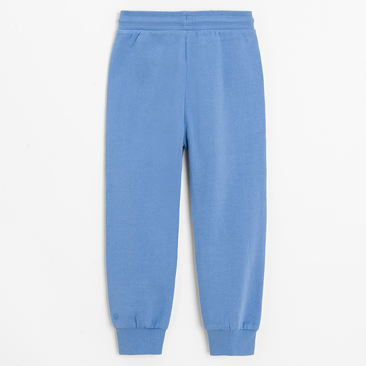 Blue and grey sweatpants with cord