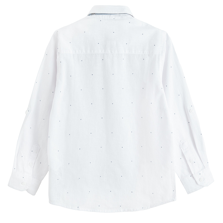 White long sleeve button down shirt with blue bow ties- 2 pieces