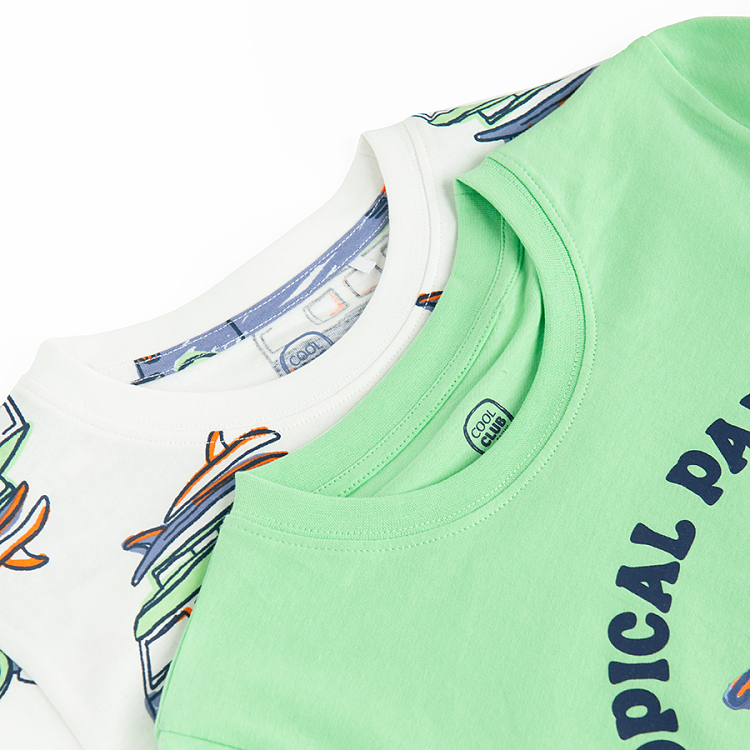 White and green T-shirts with camper print