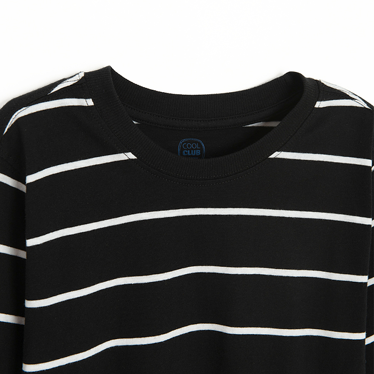 Black and white stripes long sleeve blouse