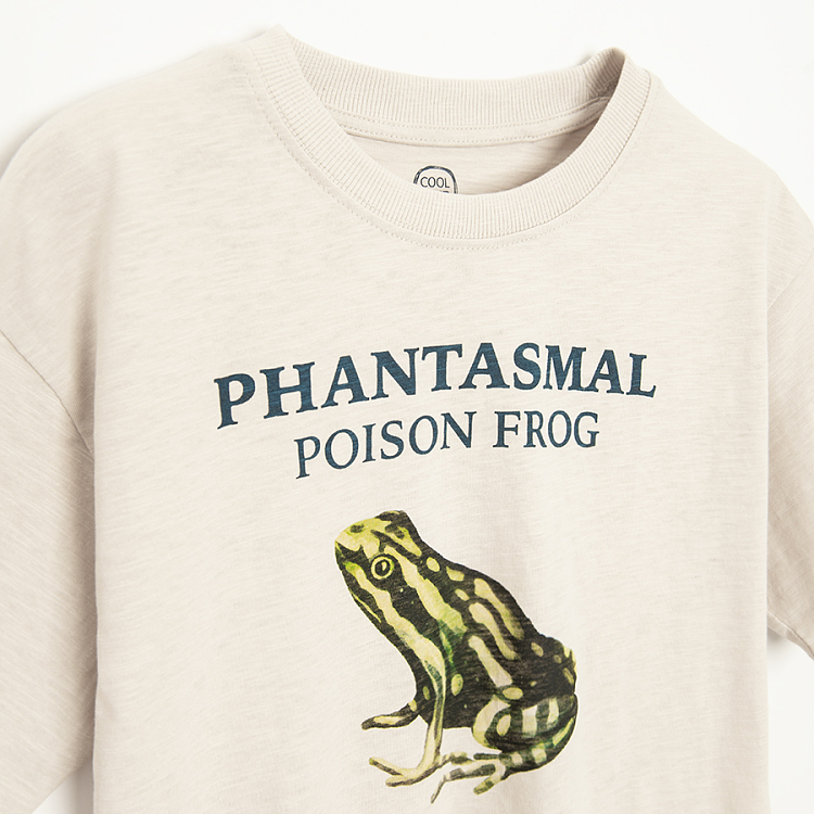 Ecru T-shirt with frog print