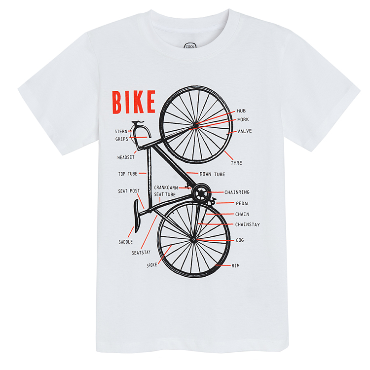 White T-shirt with bike print