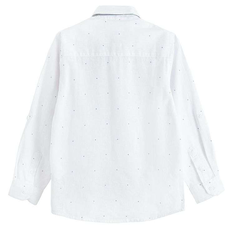 White long sleeve button down shirt with blue bow tie- 2 pieces