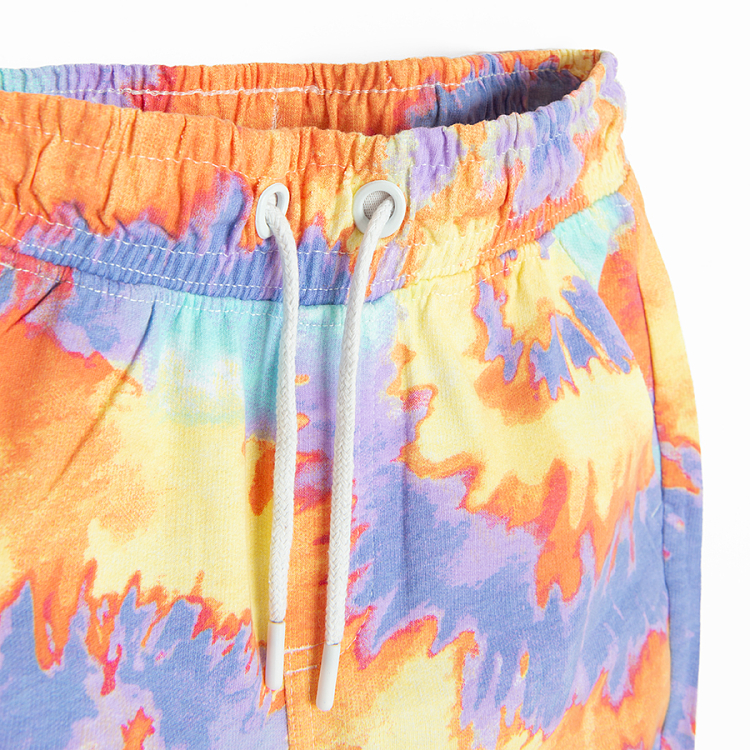 Σορτς βερμούδα πορτοκαλί και μωβ με εφέ tie dye