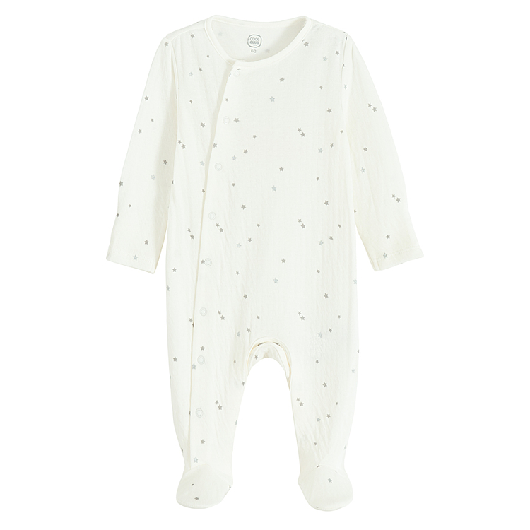 Ecru baby set- long sleeve wrap bodysuit, footed leggings, footed overall and all hear hat- 4 pieces