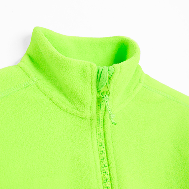 Ζακέτα fleece λαχανί με φερμουάρ και τσέπες