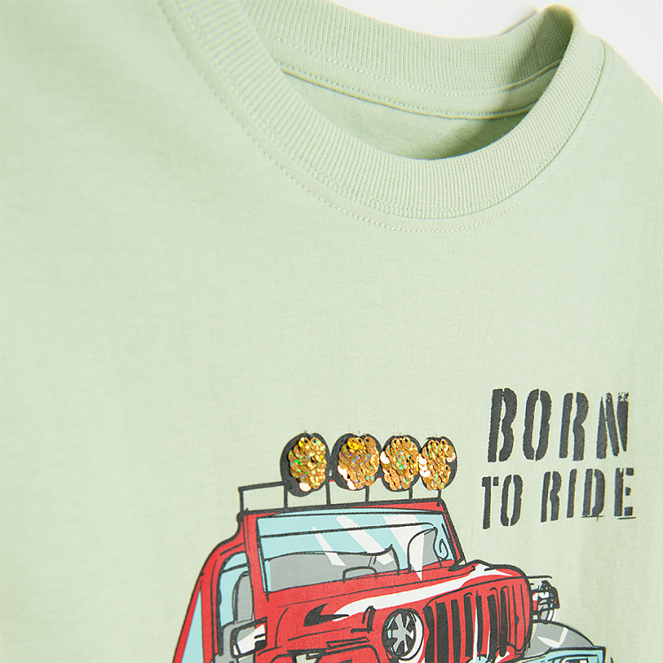 Μπλούζα μακρυμάνικη πράσινη με στάμπα BORN TO RIDE