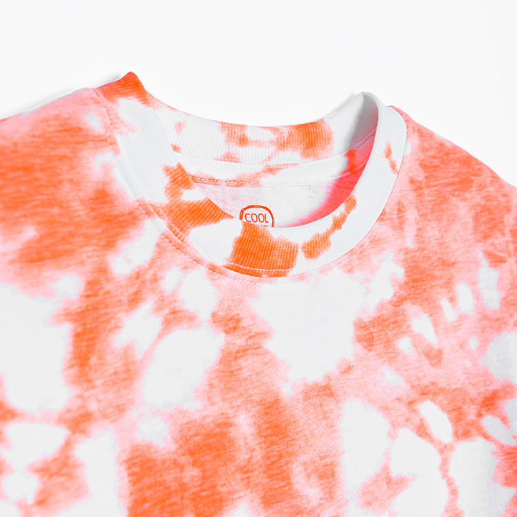 Μπλούζα κοντομάνικη πορτοκαλί με εφέ tie dye