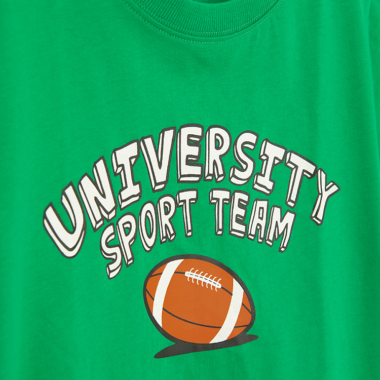 Μπλούζα πράσινη κοντομάνικη με στάμπα University Sport Team