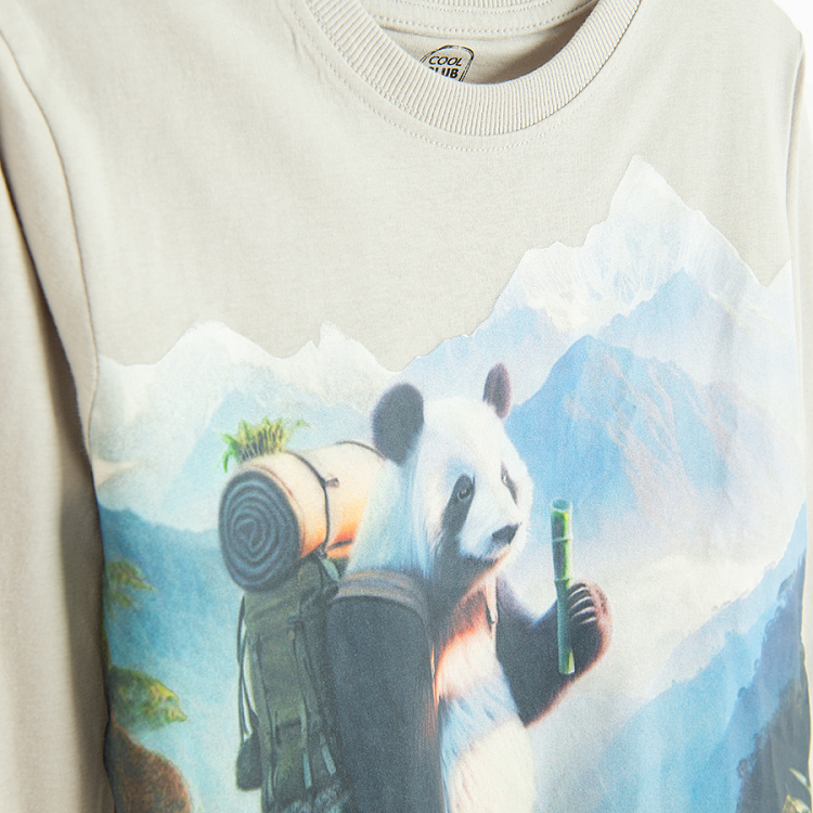 Μπλούζα μακρυμάνικη με στάμπα ζωάκι panda