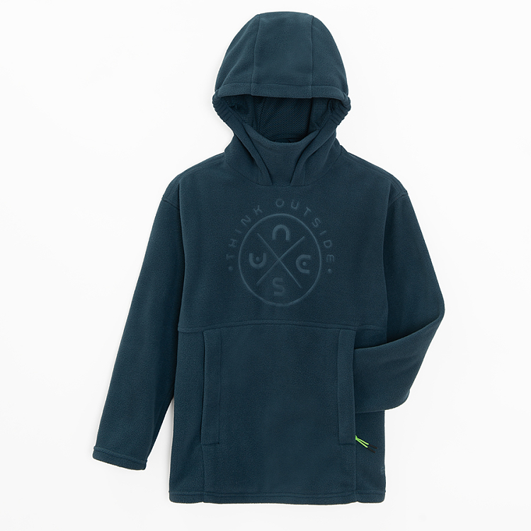 Φούτερ μπλε σκούρο fleece με κουκούλα