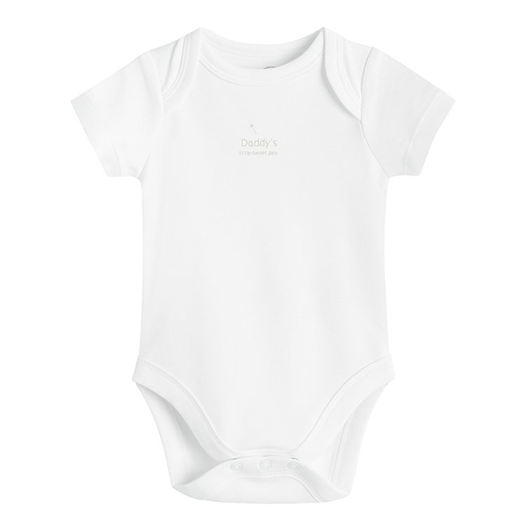 Φορμάκι κοντομάνικο 4 τμχ. λευκό και μπεζ I LOVE MUMMY, I LOVE DADDY