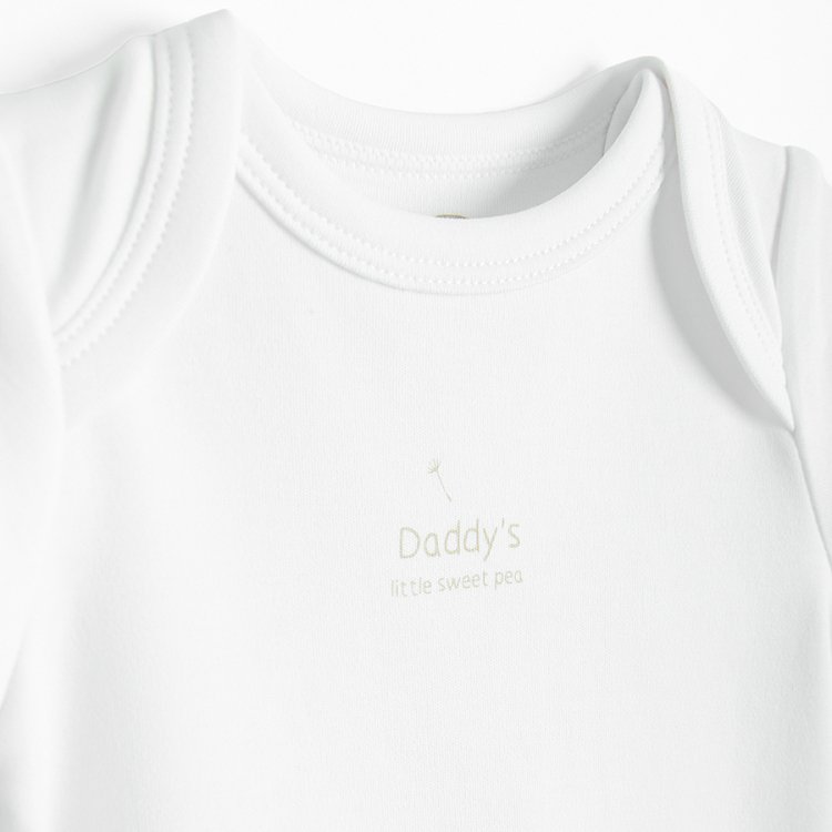 Φορμάκι κοντομάνικο 4 τμχ. λευκό και μπεζ I LOVE MUMMY, I LOVE DADDY