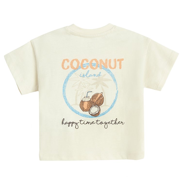 Μπλούζα κοντομάνικη εκρού με στάμπα COCONUTS