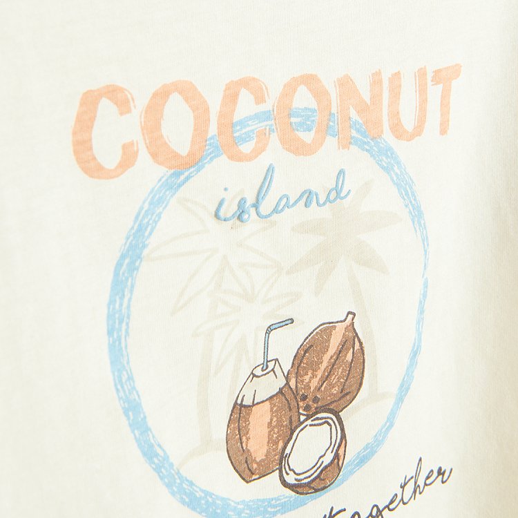 Μπλούζα κοντομάνικη εκρού με στάμπα COCONUTS