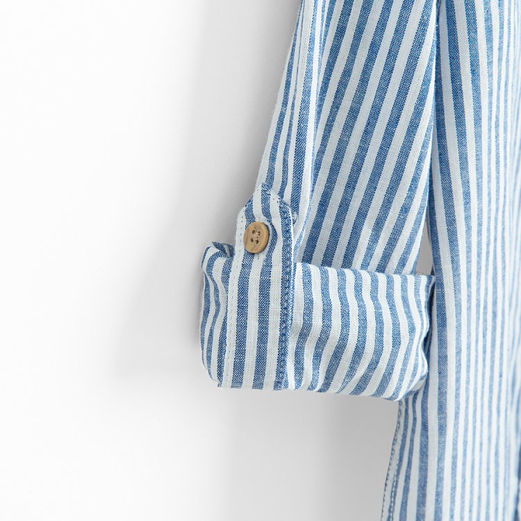 Πουκάμισο μακρυμάνικο μαο με ρίγες λευκές και μπλε