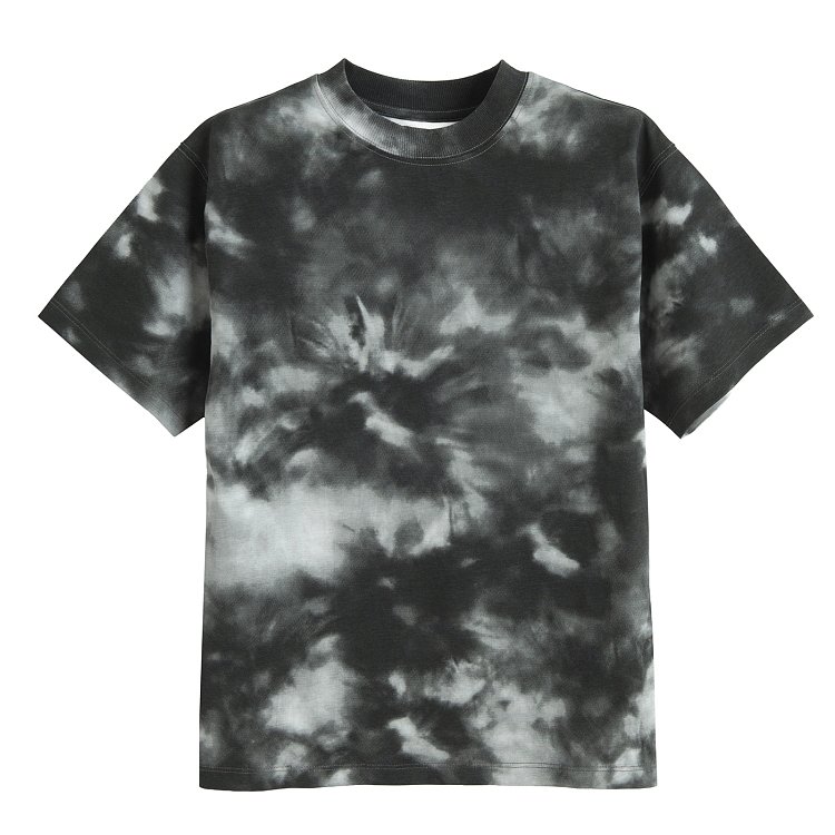 Μπλούζα κοντομάνικη 2 τμχ. μαύρη με εφέ tie dye και μπορντό