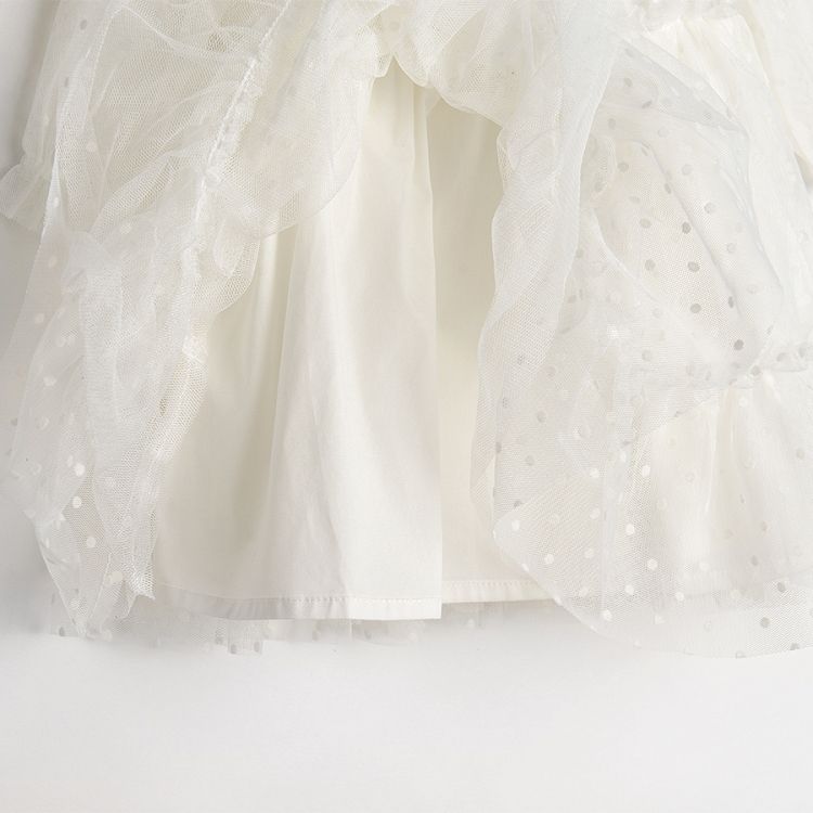 Φόρεμα μακρυμάνικο λευκό με τούλι