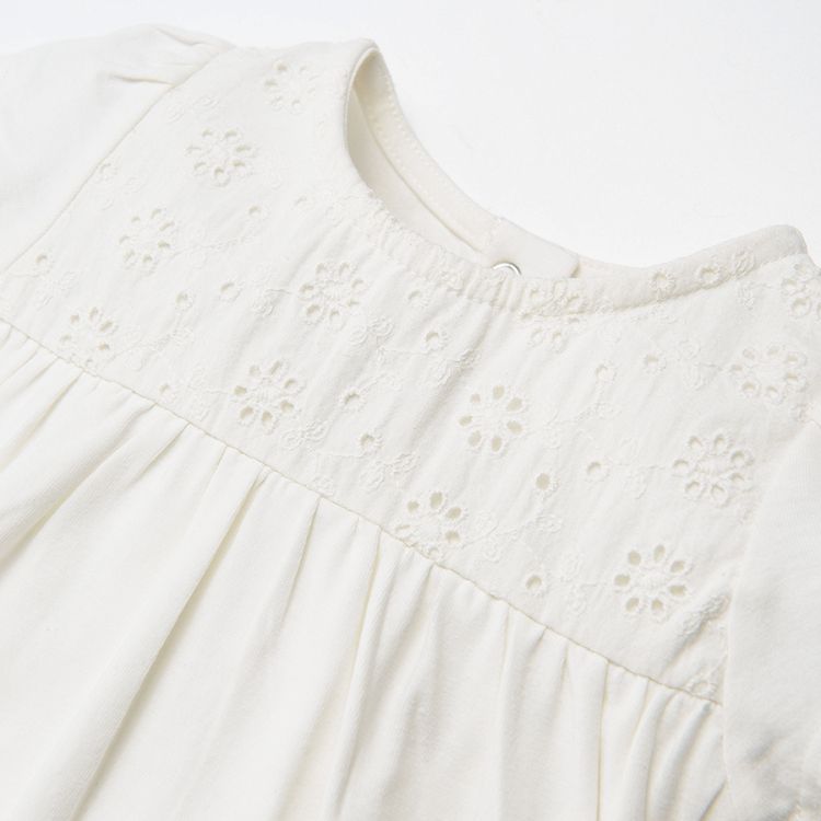 White dress with bodysuit and lace detail