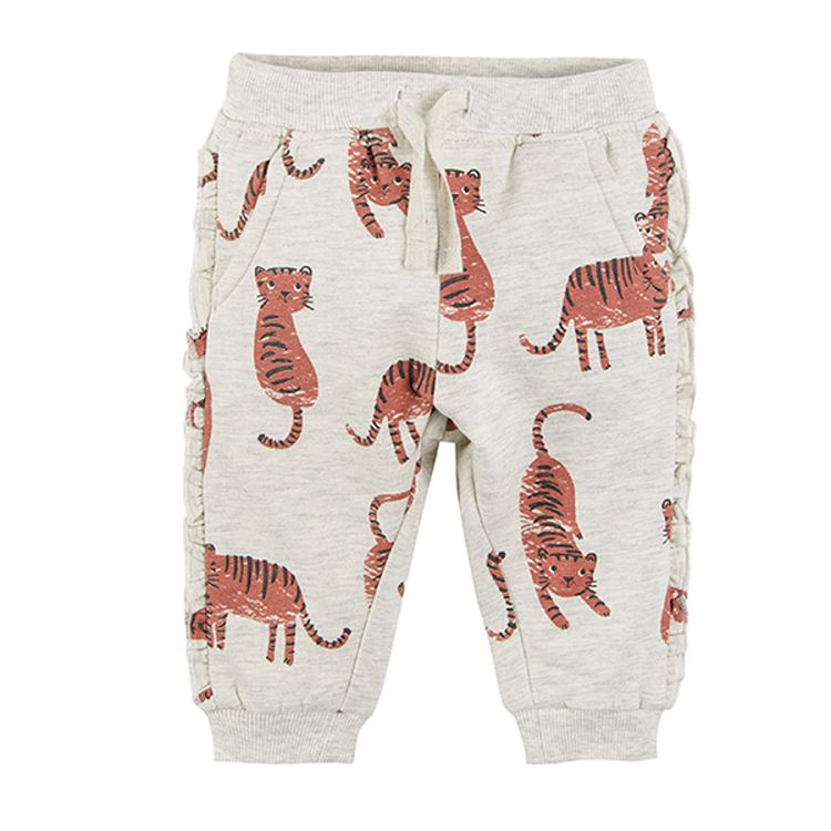 Grey jogging pants with tiger print