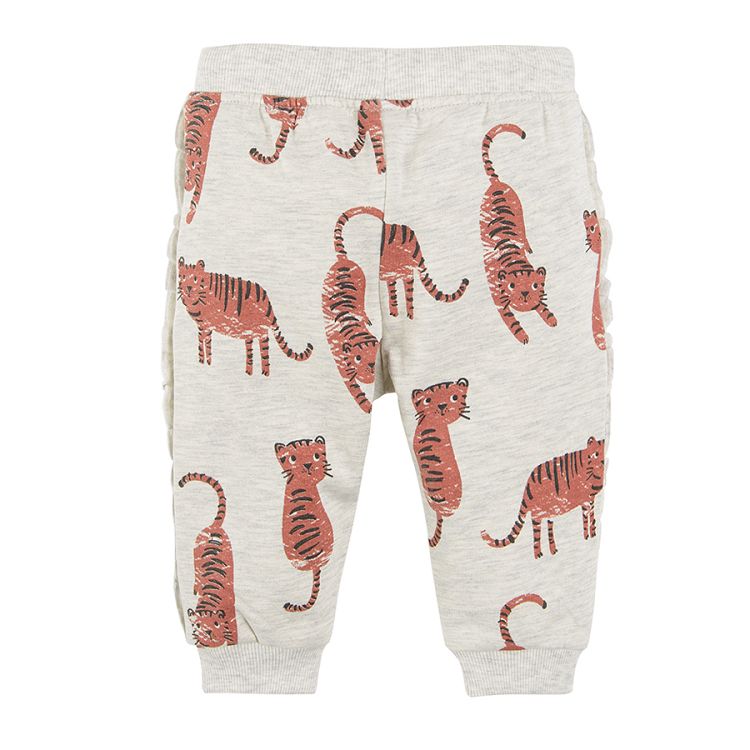 Grey jogging pants with tiger print