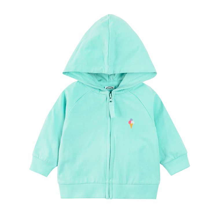 Zip through hoodie with embroidered ice cream