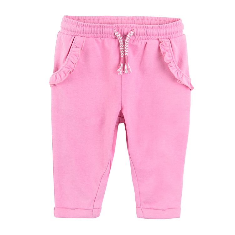 Jogging pants with ruffle and cord