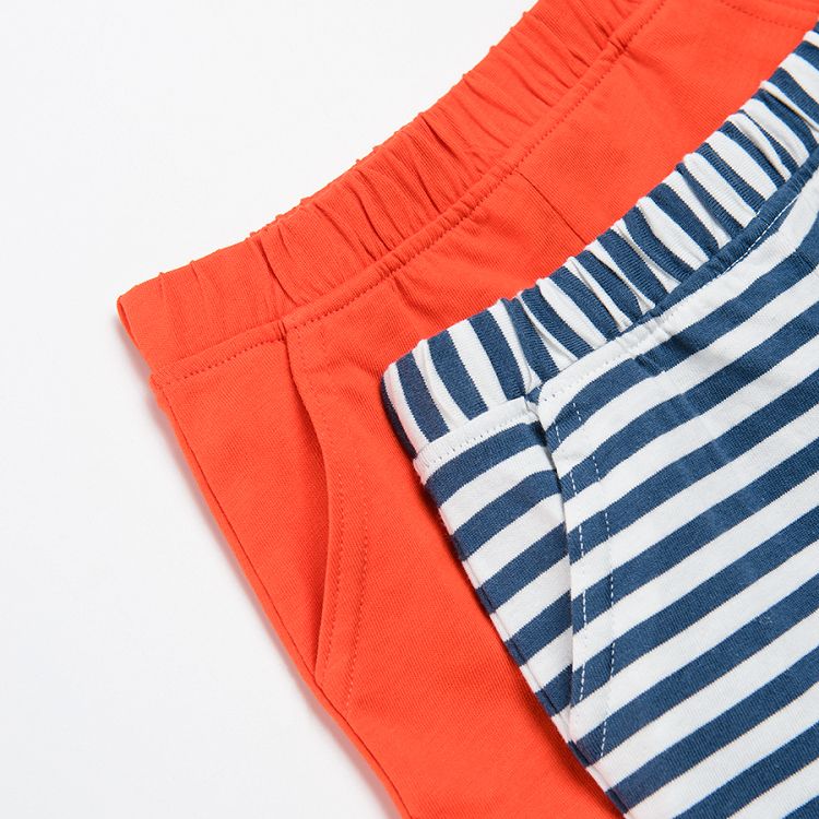 Red and white and blue stripes shorts 2-pack