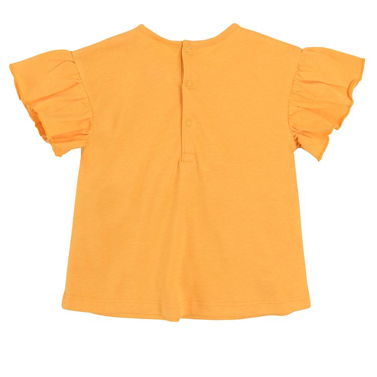 Yellow short sleeve blouse with ruffle