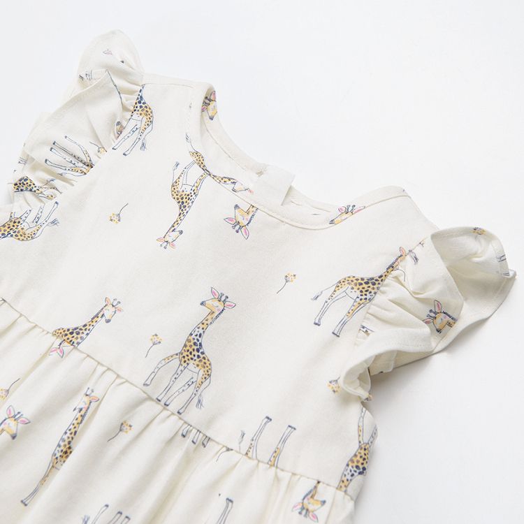 White sleeveless dress with giraffe print