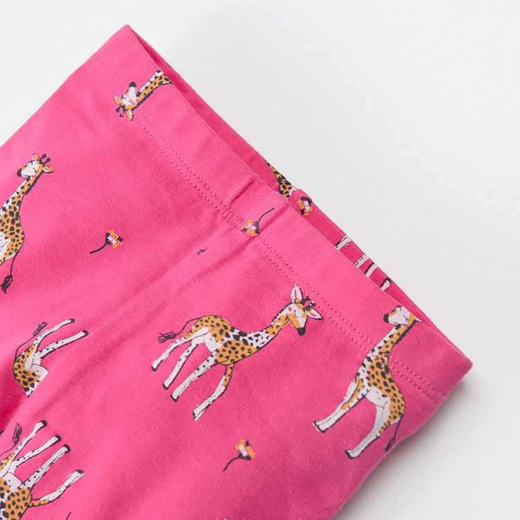 Fuchsia leggings with giraffe print