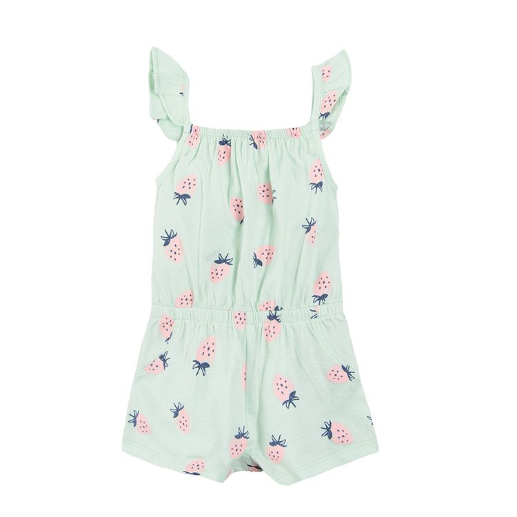 Sleeveless jumpsuit with shorts and strawberries print