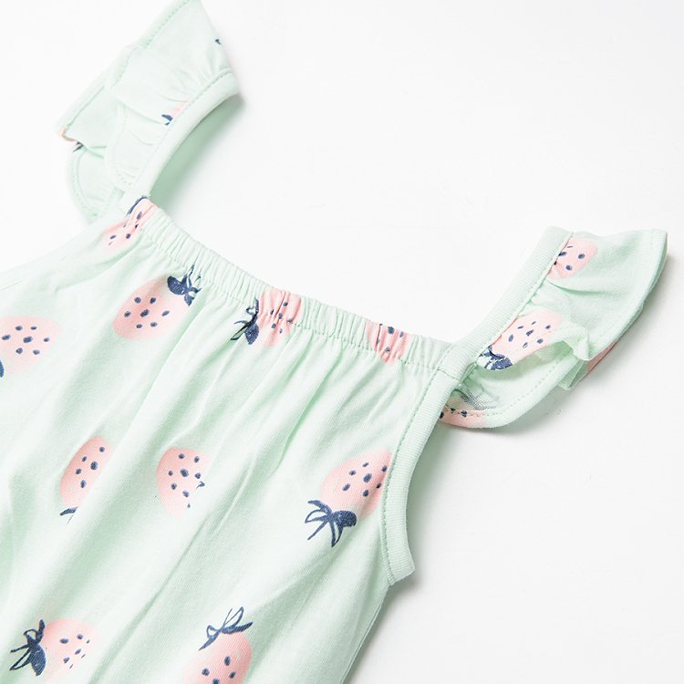 Sleeveless jumpsuit with shorts and strawberries print