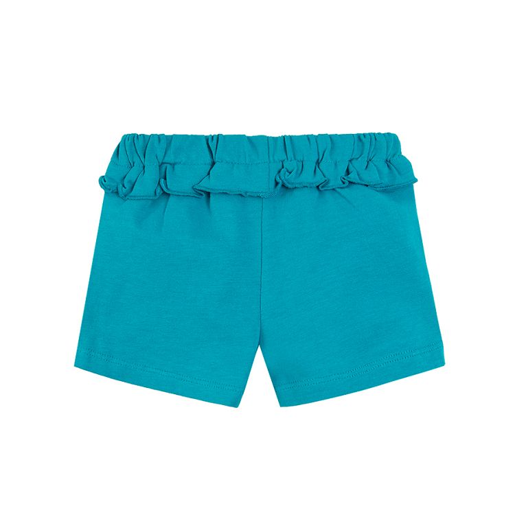 Turquoise shorts with cord and ruffle