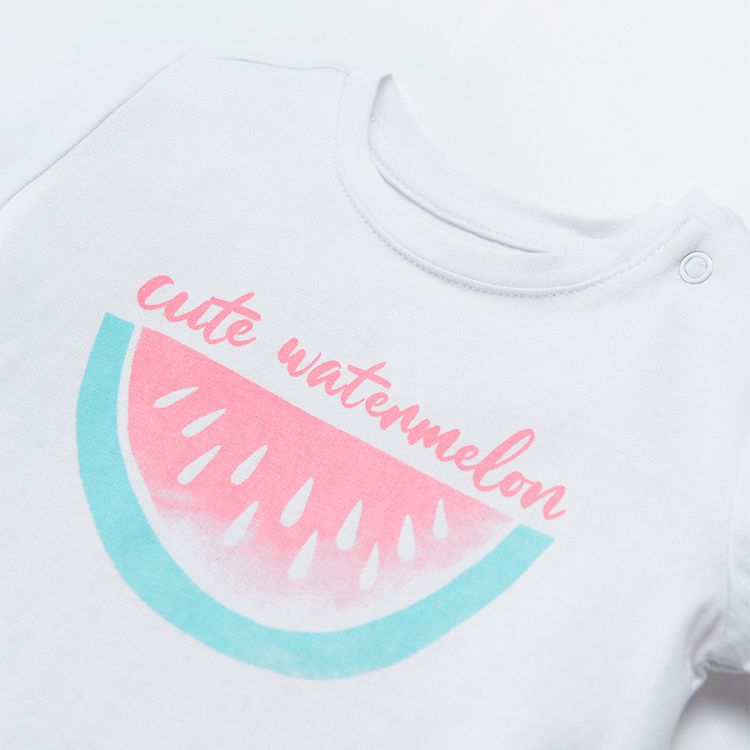 White short sleeve blouse with watermelon print