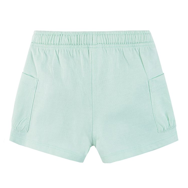 Light mint shorts with adjustable waist and pockets