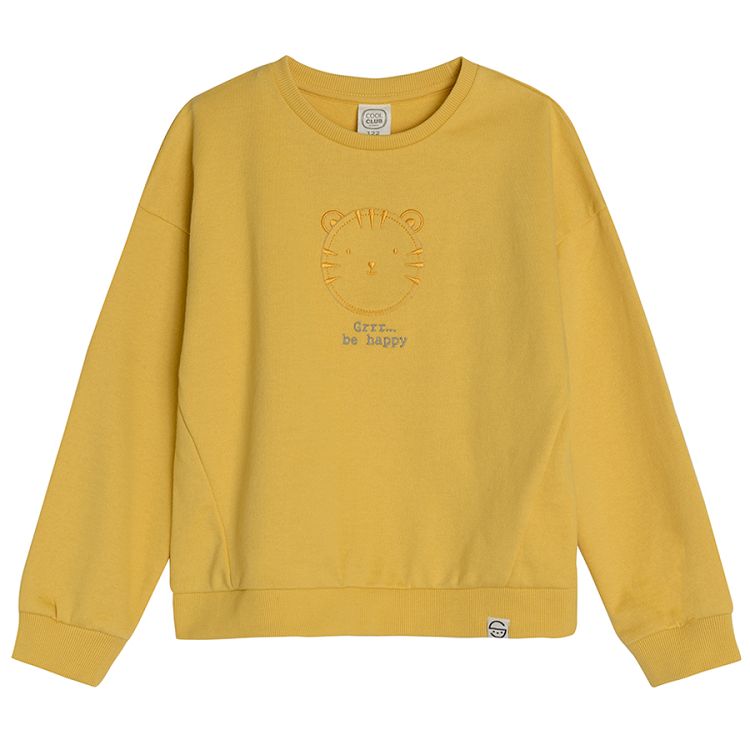 Yellow sweatshirt with embroidered tiger