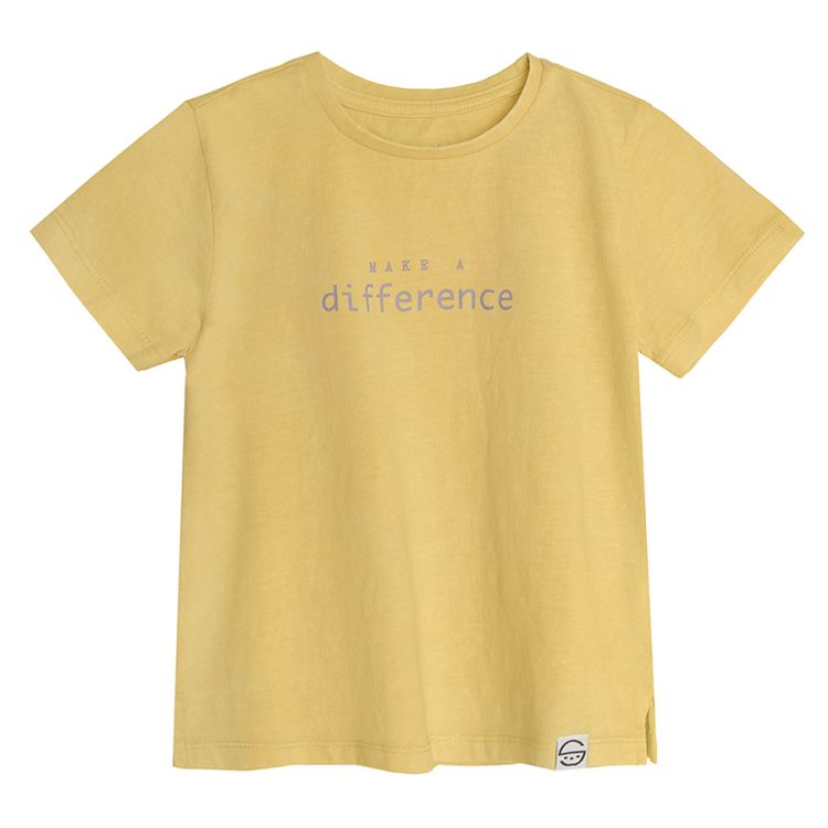 Μπλούζα κοντομάνικη κίτρινη με στάμπα make a difference