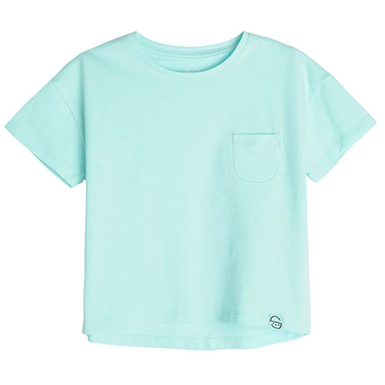 Light blue short sleeve blouse with chest pocket