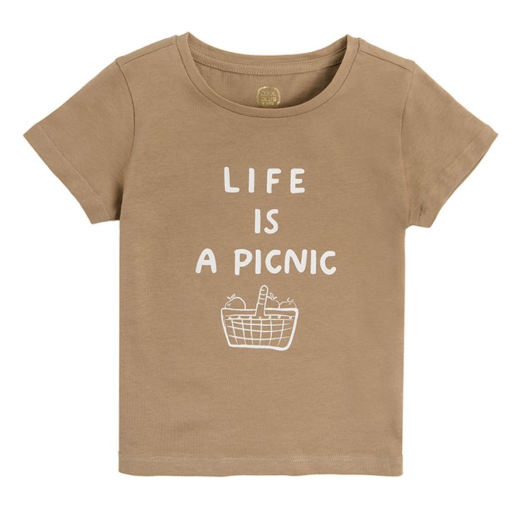 Μπλούζα κοντομάνικη καφε life is a picnic